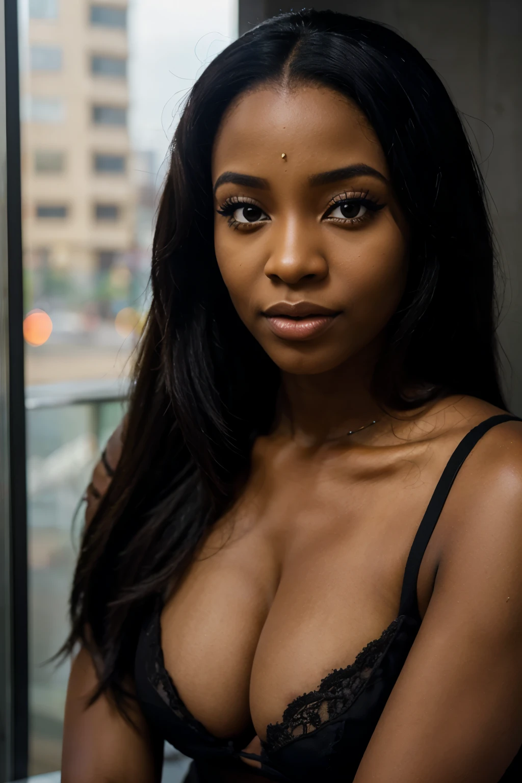 Highly detailed facial portrait Young beautiful black Congolese woman from Kinshasa and Medellín, yeux attirant et courte une belle taille et vue en Ottawa 