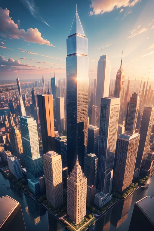 A towering skyscaper reaches for the clouds in this high-resolution image. Its glass windows glint in the sunlight, reflecting the vibrant colors of the city below. The Real in this picture is a testament to modern architectural prowess with every detail meticulously rendered for an immersive viewing experience.