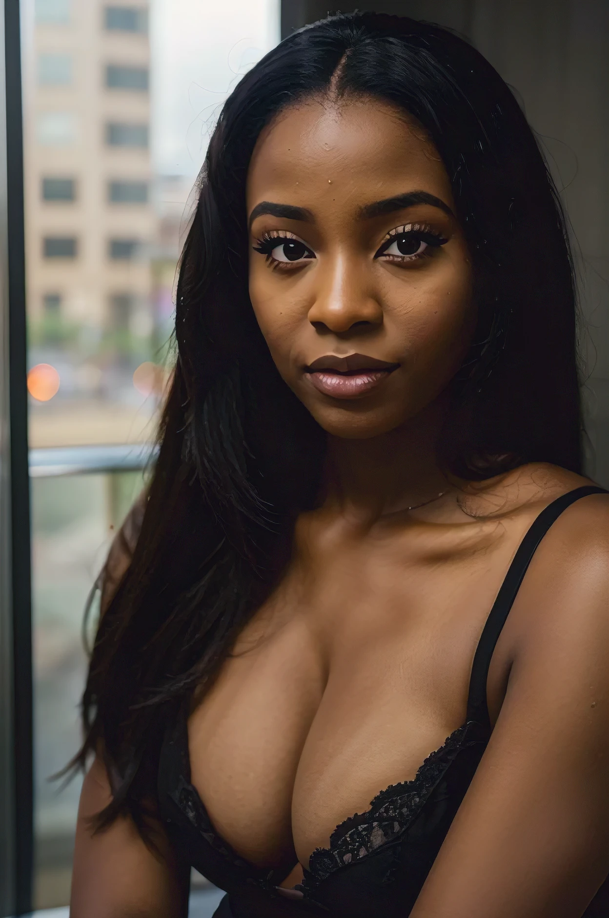 Highly detailed facial portrait Young beautiful black Congolese woman from Kinshasa and Medellín, yeux attirant et courte une belle taille et vue en Ottawa
