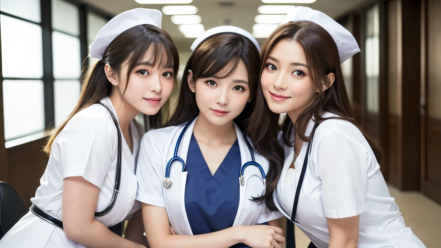 Realistic beautiful doctor、Stunningly beautiful、Doctor's white coat, Collared shirt、(Top quality、8K、32K、masterpiece、North African Trade Zone:1.3)、Ultra-high resolution,(Reality:1.4),Original Photography, Detailed face,,Beautiful hair, ((Doctor style)),,((Leg length)), (Thigh gap:1.5), , Black tight skirt、 Natural Makeup,, Big plump breasts、In the hospital, Detailed background, Perfect lighting, Depth of Field, Beautiful shadow gradient,Stethoscope ,