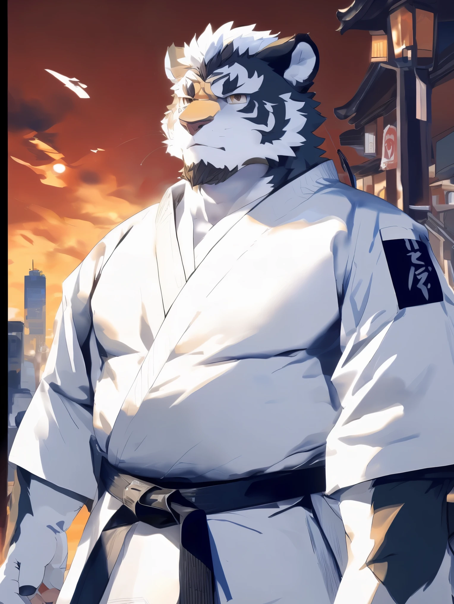 (White skintiger),(上Half Body赤膊:1.7),(Martial Arts衣服:1.4),(Holding a long sword),(Awesome posture),Standing calmly,(The background is a city with an ancient atmosphere,There are busy vendors in the city:1.5),(Abdominal muscles),Heroic飒爽,完美的masterpiece,Various facial details,Close-up view,specific description,masterpiece,(cg),(Golden Eyes),Black and white pattern,Black and white tail,Military commander,Heroic,tiger,Black and white fur,Concrete facial details,Half Body,(Chang Ling),((middle aged)),(Face Focus),(16k),(HD),black and white belly,temple,beard,(Face lines),(Heterochromia,),(Black and white hair),(Strong:1.2),(muscle:1.3),(high resolution:1.3),(Close up),(Detailed face:1.5),Perfect details,(Half Body),(Detailed depiction of the face:1.5),(Zoom in on the face:1.5),(白色Face lines:1.2),(黑色beard:1.3),(White face:1.6),(white body),(White skin,black strips:1.3),(White cheeks:1.5),(The skin color of the face is white:1.3),cg,(The smell of quacks:1.3),(Martial Arts:1.5),(Knight:1.5),