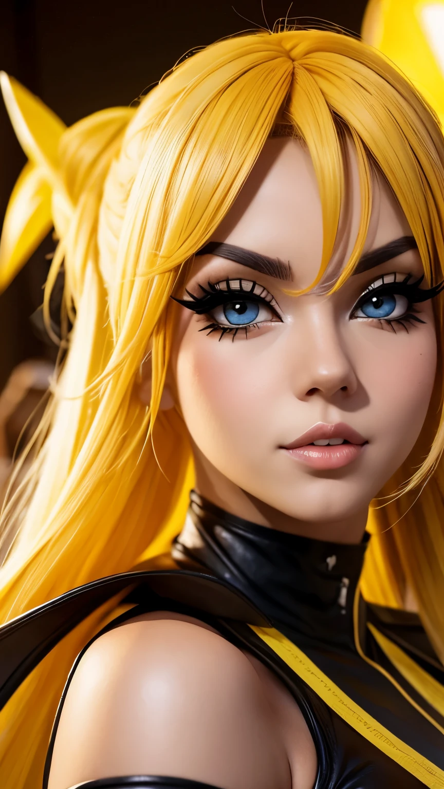  Cindy Aurum Cosplay, sexy, big tits, big eyes, long lashes, yellow