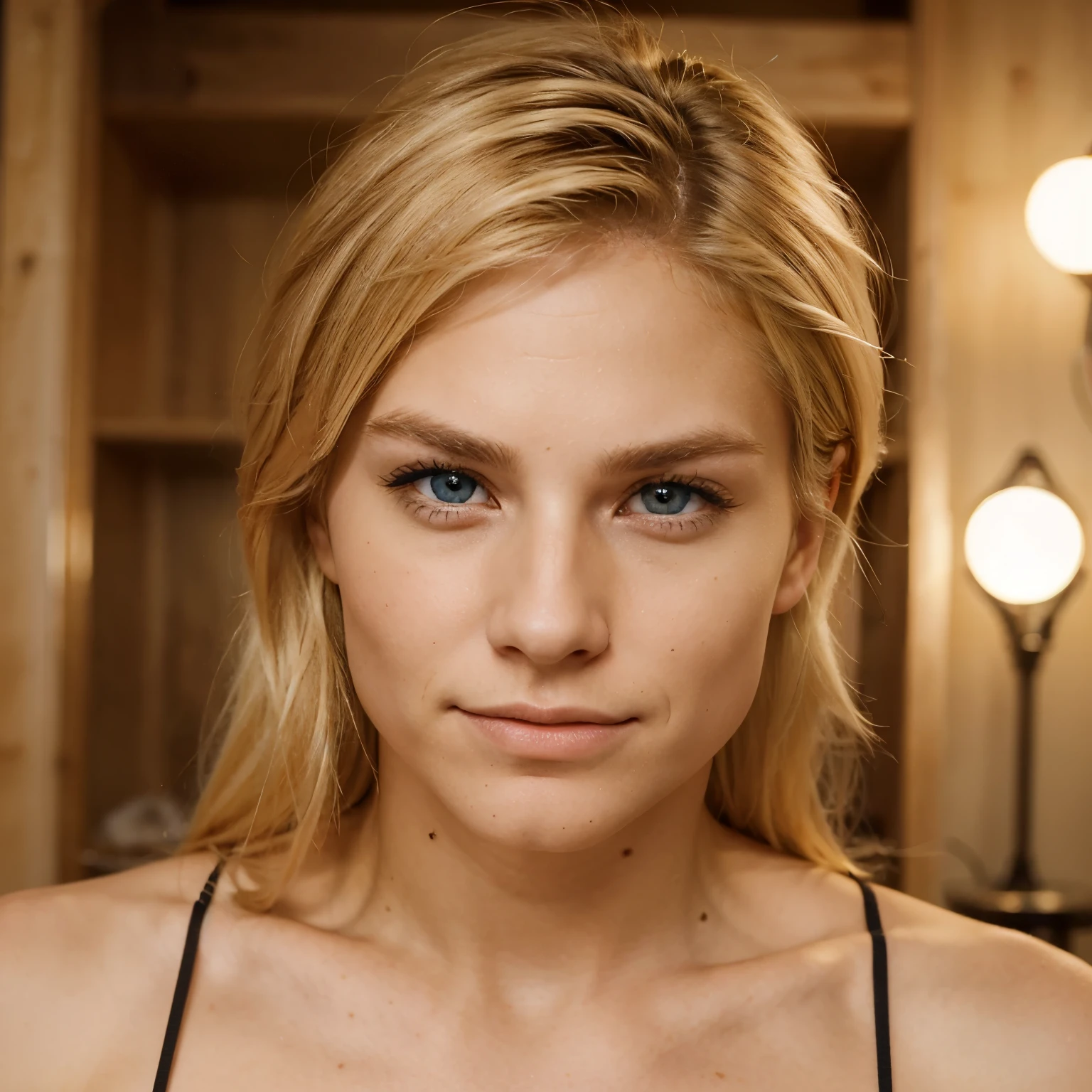 A male around 26 yrs old blond hair with Amber eyes with dimples and well defined jaw fierce