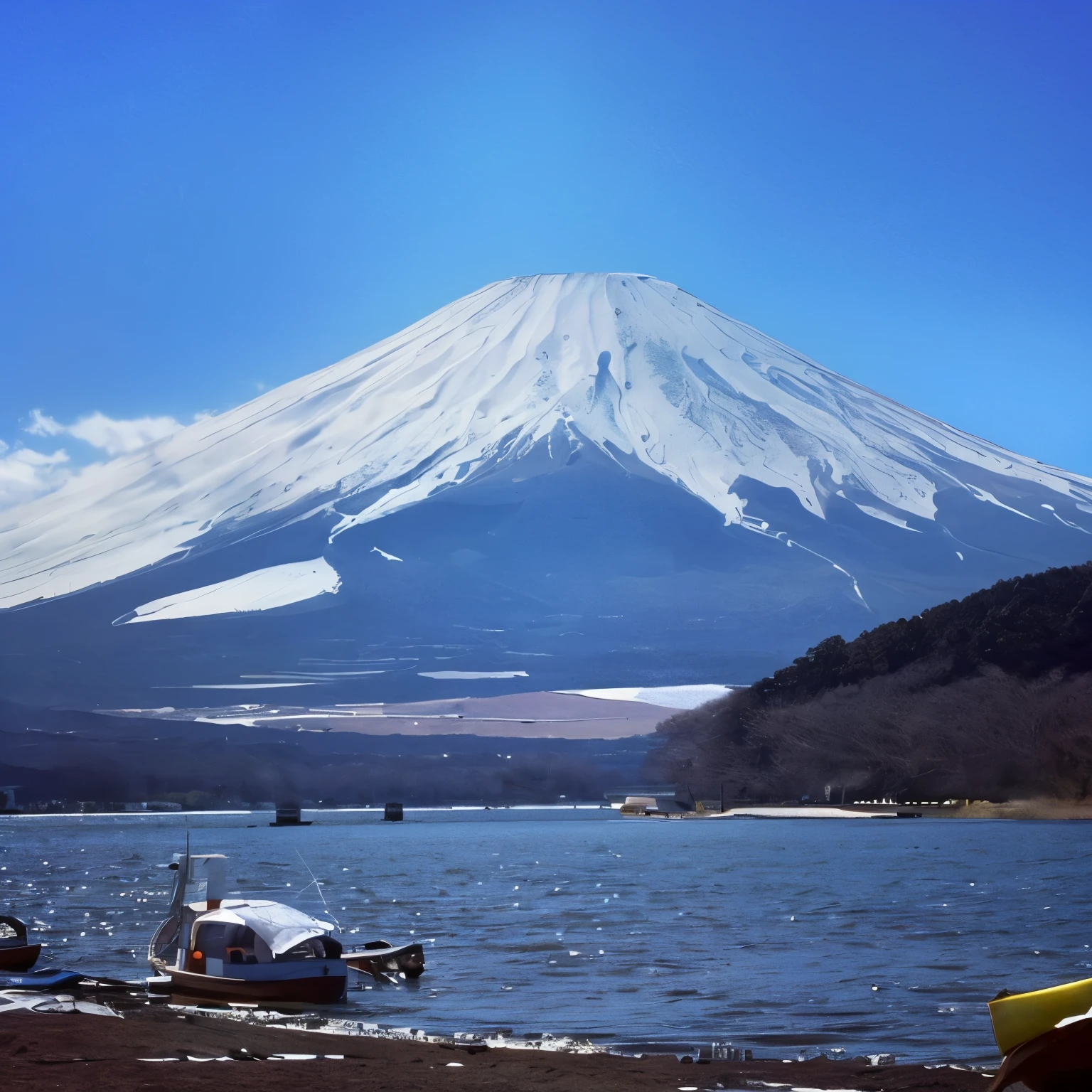 A boat is moored on the shore of the lake, mount Fuji Mountain, Meters. Fuji Mountain, mount Fuji Mountain in the background, mount Fuji Mountain on the background, lake kawaguchi, mountain Fuji Mountain on the background, mount Fuji Mountain background, Fuji Mountain choko, Mountains in Japan, Japan Deeper Journey Exploration, reflecting mount Fuji Mountain, Japanese Nature, Japan Countryside Travel, beautiful iwakura