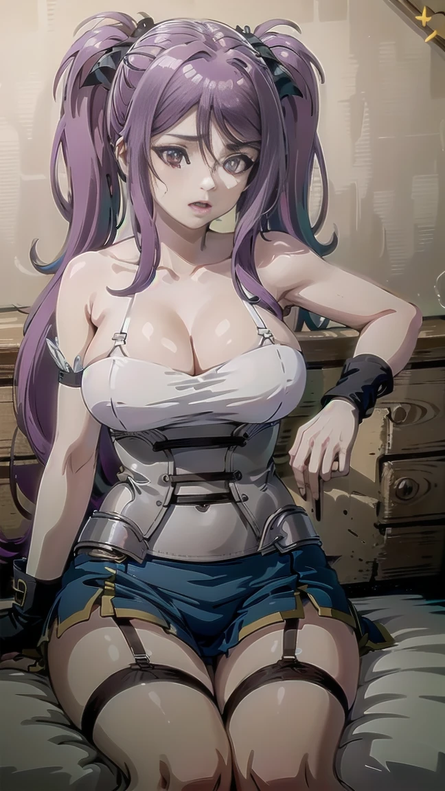  BESTquality,Super Resolution,Gray Hair,(high twin tail hair:1.5),(Cute Boobs),(Images with no viewing restrictions:1.2),(She is showing off her crotch by spreading it wide on both sides.:1.5),(whole body:1.2),(Angle from below:1.2),(sexy),(White silk knee socks:1.2),(Thin suspenders:1.2),(garter belt:1.3),(Sit with your crotches wide open to the left and right.:1.2),Angle from below:1.2,(Sit with UPlegs:1.3),(｛　Leone Olfa :1.3　　｝)