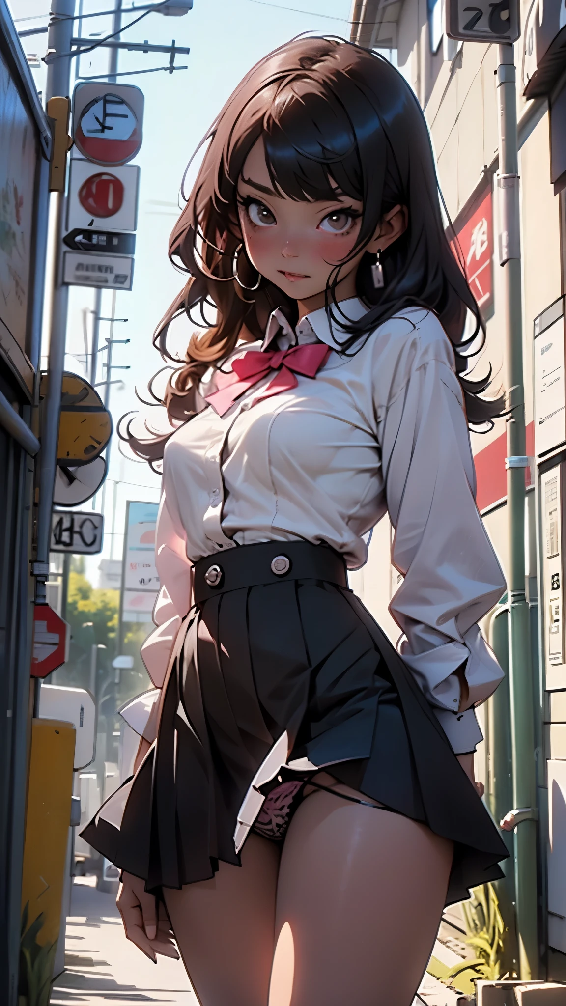 score_9, score_8_up, score_7_up, source_anime, 1girl, (shiny skin:0.7), rating_explicit, uncensored,
fuyukomayuzumi, fuyuko mayuzumi, black hair, brown eyes, long hair, two side up, black bow, black bowtie, black ribbon, black skirt, bow, bowtie, frilled shirt, frills, jirai kei, long sleeves, neck ribbon, pink shirt, ribbon, shirt, skirt, white shirt,
embarrassed, heavy breathing, vibrator in thigh strap, skirt lift, from below, trembling legs, (vibrator under panties:1.4), wet panties,