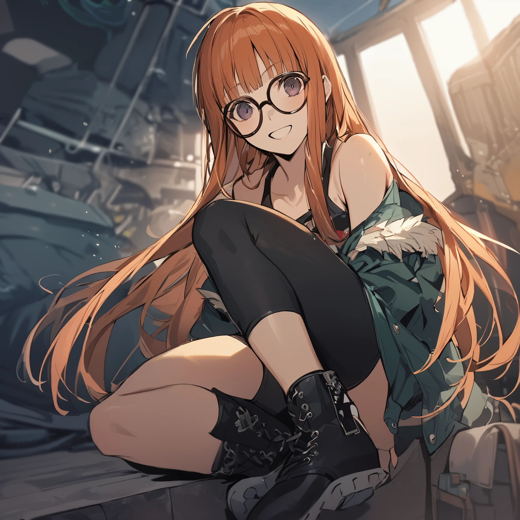 One girl, sakura futaba, Wander the seas, Jacket, boots, Glasses, masterpiece, up to date  