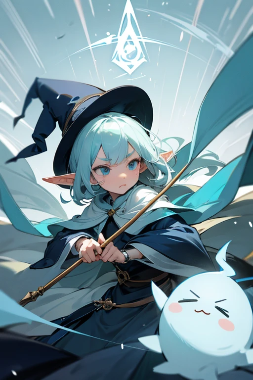 、Elf、cute、blank face、Dissatisfied face、Wizard、Cane