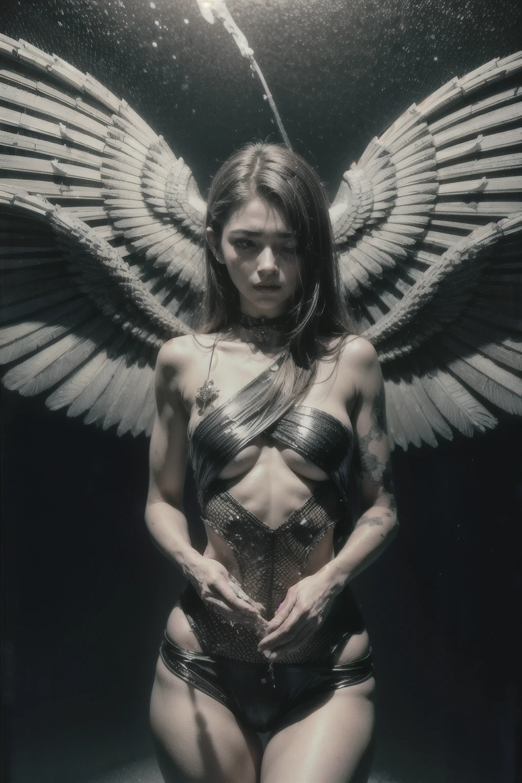 (Masterpiece), (Best Quality: 1.4), absurdities, [:intricate details:0.2],witch, angel wings, milky way, sky, bright aura, intense focus, crackling energy, mysterious symbols, bright specks,Paticulas,many details