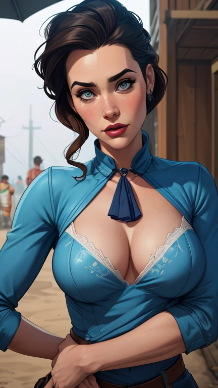 Woman character jeday style warrior armed with a 38 revolver western style atompunk Fallout 4 Jennifer Connelly le with marks of war Cartoon image of a woman .Ilustra??o estilo desenho animado, estilo de arte dos desenhos animados, estilo de arte dos desenhos animados, digital illustration style, estilo atompunk design de personagens altamente detalhado, arte digital detalhada coragem, Forest fan art, Design de personagens de retrato, beautiful digital illustration, retrato de alta qualidade, Arte em quadrinhos, mulher jovem cabelo com transas lindas . Queen Anna of ArendelleBeautiful lined eyes Medium large bust and wonderful sexy clothes. image expression of sexual desire from waist to head illustration Queen Anne of Arendelle atompunk style Fallout 4 The perspective is from below, enfatizando a majestade e o poder da Gigante." armed with a 38 revolver western style with a 38 revolver in her hands jeday style warrior in summer clothes on the beach