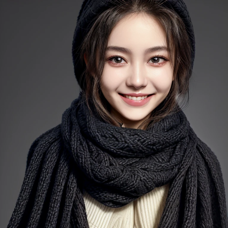 1girl,blackscarf,smile