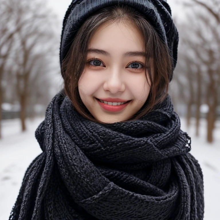 1girl,blackscarf,smile
