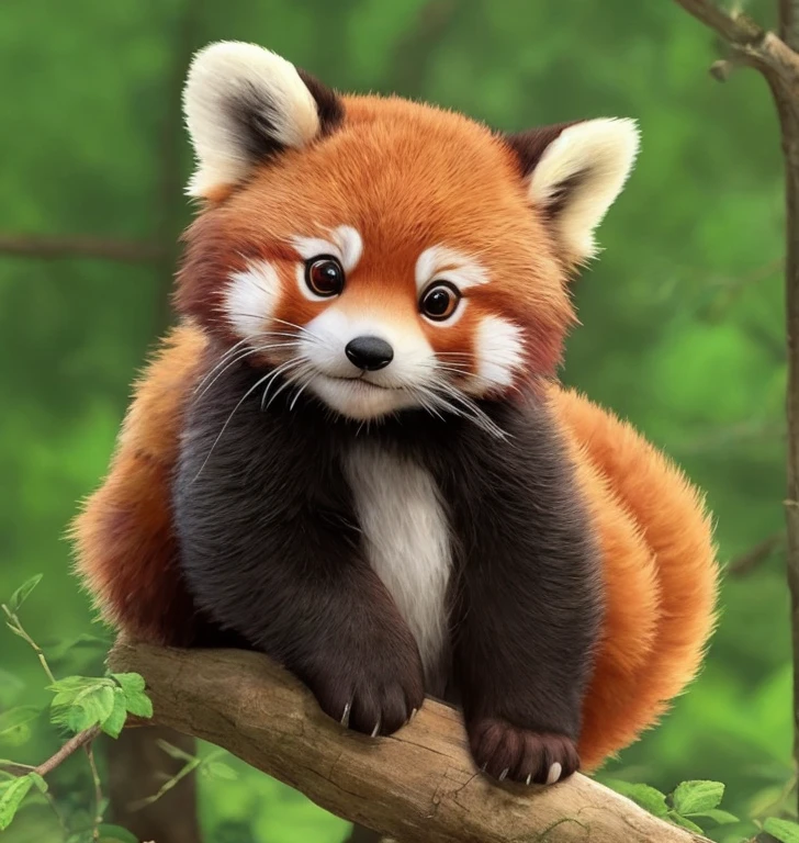 赤ちゃんRed Pandaは突然何かに驚いたようだった...、Stand up on your hind legs。With round eyes wide open、My ears stand straight up。, Adorable digital painting, Cute and intricate digital art, Red Panda, Cute and detailed artwork, Cute digital art, かわいいRed Panda, ファンタジーRed Pandaラブ, by ヤン・J, Lost to the Jazz in a draw, Cute 3D rendering, by Ryan Yee, Urop and Rostan, Cute artwork,Hollow Eyes,Sleepy eyes,