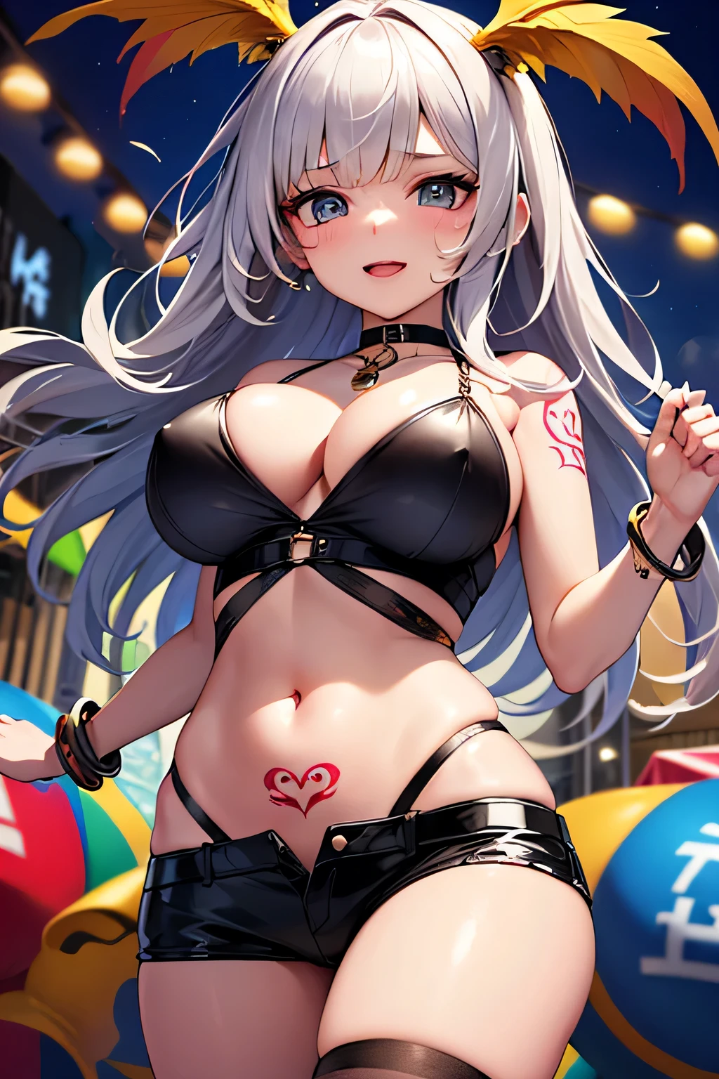highest quality、High resolution、Detailed Background、(Beautiful face in every detail:1.4)、Anatomically correct、(Draw the usual number of fingers:1.2)、Detailed facial expressions、Detailed eyes、Beautiful, smooth skin、age beauty、(Huge breasts:1.2)、(Highly detailed face:1.4)、
Brightly colored hair、Hairstyles that add waves and curls、Perfect body line、It features beautiful samba parades, colorful costumes and music, and attracts millions of tourists and locals.々will participate、
I'm so excited、High tension、(Uplifting:1.2)、(sense of openness:1.2)、Cowboy Shot、
(A beautiful girl dancing with great excitement at the carnival in Rio de Janeiro, Brazil:1.5)、
It is common for participants to wear colorful, showy costumes and fancy dress.、
The town is filled with colorful costumes, and people enjoy dressing up in costumes based on a variety of characters and themes.、A variety of parades and performances will be held、
Dance and music、Performance art and other events light up the city, captivating the audience with their beauty and energy.、You can join in with your friends and family and have a great time、
Dancing to music and laughing with friends increases the sense of unity and excitement.、
Wearing body stockings or fishnet stockings、
Increases skin exposure while emphasizing sexy lines、
Pair it with a revealing outfit、Sexiness stands out、
Wearing bikinis or lingerie as tops or bottoms、
Wear sheer, see-through tops and bottoms layered together、
Wearing body jewelry or tattoos、
Wearing chains or jewelry around the chest or waist, or temporary tattoo stickers、
Wear high-waisted shorts or skirts、
A design that beautifully accentuates the body line、
Add some sexy accents by wearing chains or leather accessories.、
Incorporate body chains, leather bracelets, and leather chokers.、
Opt for a smoky eye or vibrant lip color for a sexy look.