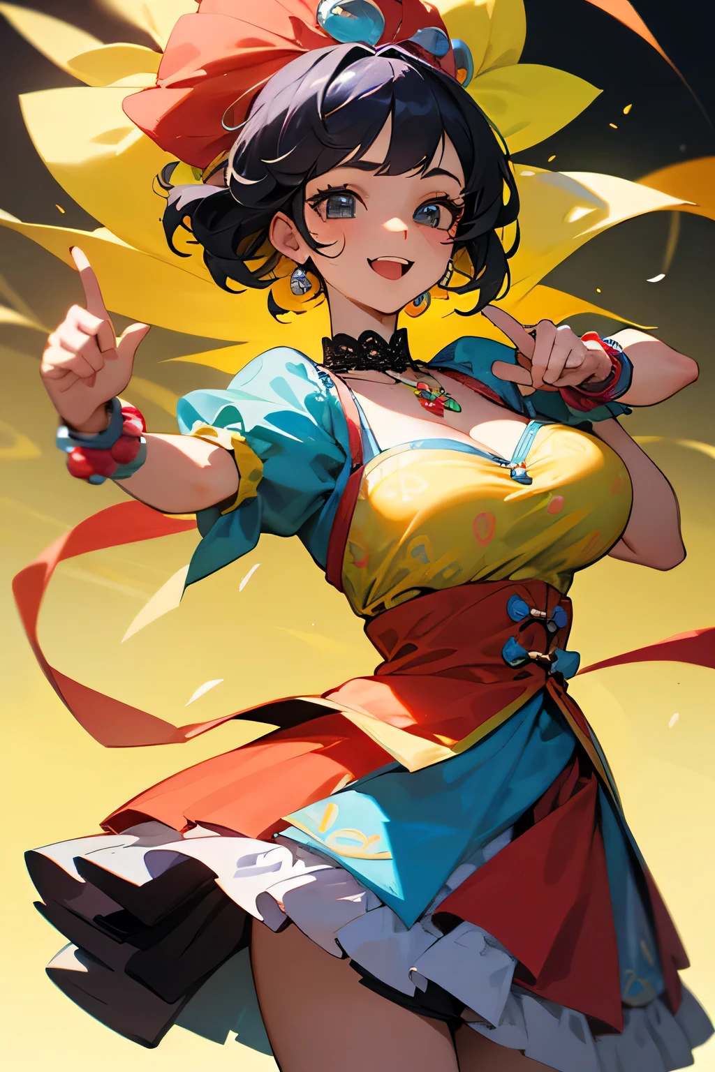 highest quality、High resolution、Detailed Background、(Beautiful face in every detail:1.4)、Anatomically correct、(Draw the usual number of fingers:1.2)、Detailed facial expressions、Detailed eyes、Beautiful, smooth skin、Teenage beauty、(Huge breasts:1.2)、(Highly detailed face:1.4)、
Brightly colored hair、Hairstyles that add waves and curls、Perfect body line、It features beautiful samba parades, colorful costumes and music, and attracts millions of tourists and locals.々will participate、
I'm so excited、High tension、(Uplifting:1.2)、(sense of openness:1.2)、Cowboy Shot、
(A beautiful girl dancing with great excitement at the carnival in Rio de Janeiro, Brazil:1.5)、
It is common for participants to wear colorful, showy costumes and fancy dress.、
The town is filled with colorful costumes, and people enjoy dressing up in costumes based on a variety of characters and themes.、A variety of parades and performances will be held、
Dance and music、Performance art and other events light up the city, captivating the audience with their beauty and energy.、You can join in with your friends and family and have a great time、
Dancing to music and laughing with friends increases the sense of unity and excitement.、
Tops and dresses with ruffles and lace are perfect for creating a cute look.、Choosing items with sweet colors and patterns will make you look even cuter.、Tops and bottoms with fruit or floral prints are perfect for the carnival atmosphere.、The refreshing colors and cute design enhance the cuteness.、
Items that incorporate bows or ribbons as accents are effective in creating a cute look.、
Hair accessories, necklaces, bags, etc. with bows or ribbons will make you look even cuter.、
Wearing a flared skirt or a feminine dress will give you a feminine and cute look.、We recommend princess line dresses and tulle skirts.、Choose colorful beads or pastel colored jewelry to enhance your cuteness.、Accessories with animal and flower motifs