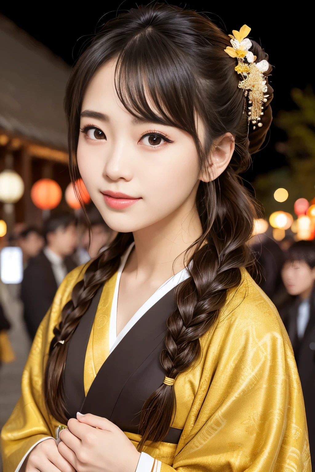 (ultra high res, photorealistic, realistic, best quality, photo-realistic), (highly detailed skin, visible pores), (real person, photography), (((yellow hanfu, chinese style)))), realistic, YELLOW background, upper body, (8k, raw photo, best quality, masterpiece), (1 girl RUSSIAN REDHEAD PORTRAIT ), photon mapping, radiosity, physics-based rendering, automatic white balance, ((haunting smile, long hair)), watery eyes, (blush|cute and playful|lovely|thin|thick bangs|beauty|twintail|hair bun,),(looking at the viewer),(irises and pupils are rounded,pupil reflects the environment,eyes are not the same size),