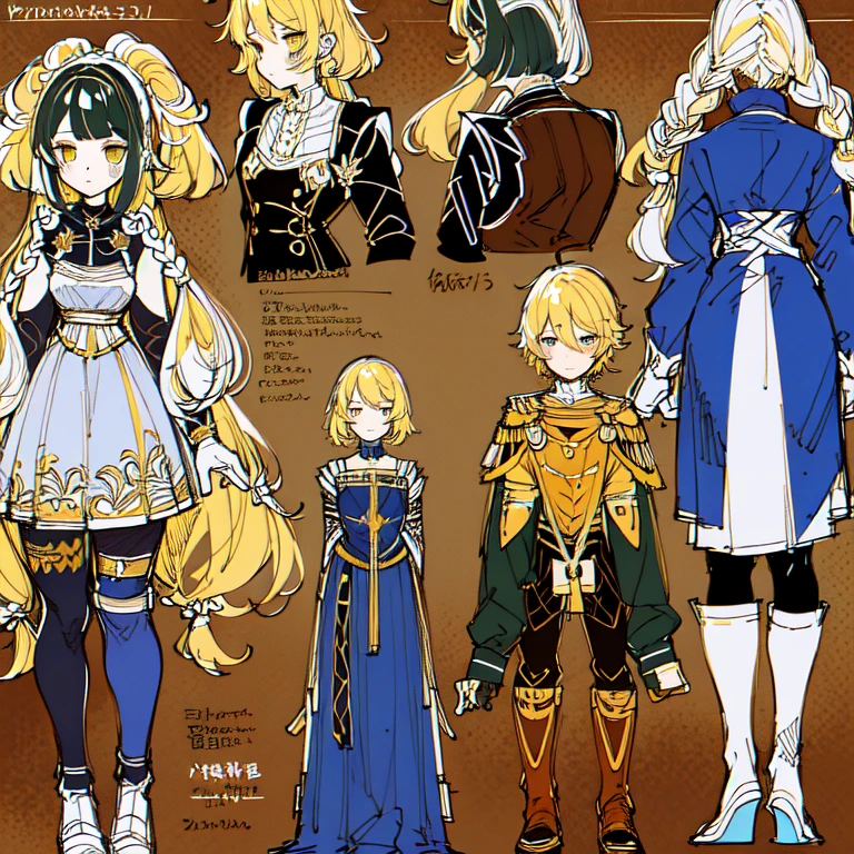 (Character Design Sheet, (((same character))), front, Side, back), 2D anime style, 1 person, asexual, long bangs, golden eyes, Brilliant eyes,cute art style, anime style illustration, from Kamagurka, in pixiv, pixiv style, pixiv, whole body commission, knight, dark skin, soldier