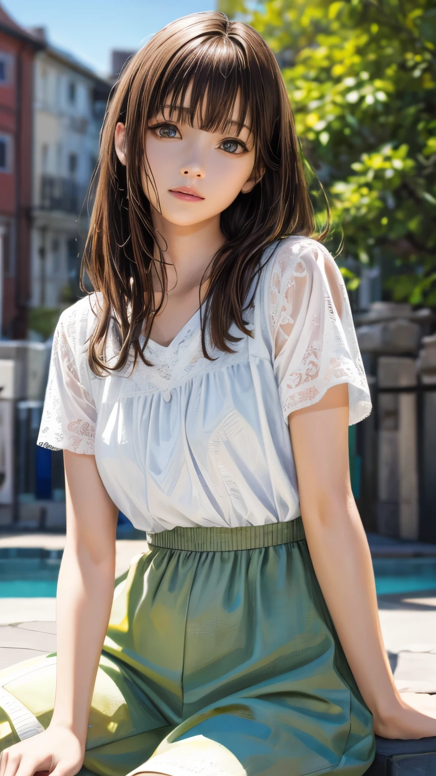 (hig彼st quality、8k、32k、masterpiece)、(Realistic)、(Realistic:1.2)、(High resolution)、Very detailed、Very beautiful face and eyes、1 girl、Round and small face、Tight waist、Delicate body、(hig彼st quality、Attention to detail、Rich skin detail)、(hig彼st quality、8k、Oil paint:1.2)、Very detailed、(Realistic、Realistic:1.37)、Bright colors、Full Body Shot
