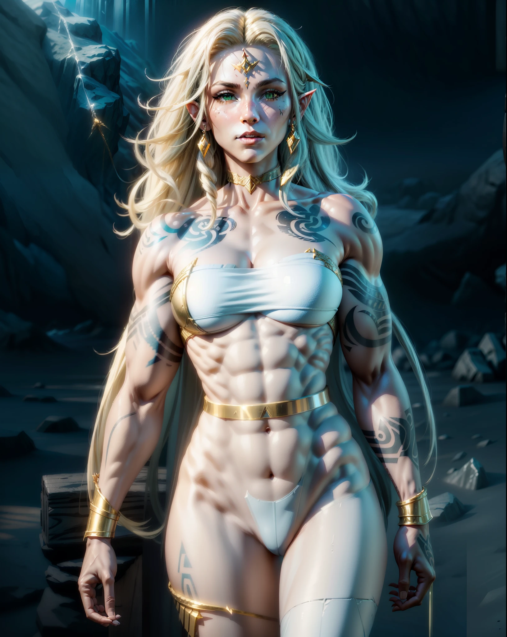 Asgard,Valkyrie,Senhora Cavaleiro,Anatomia correta,epic fantasy digital art,obra-prima,8k,high definition resolution,desenho detalhado,Qulidade Superior,, Epic composition, músculous body, tattoo on the muscular abdomen