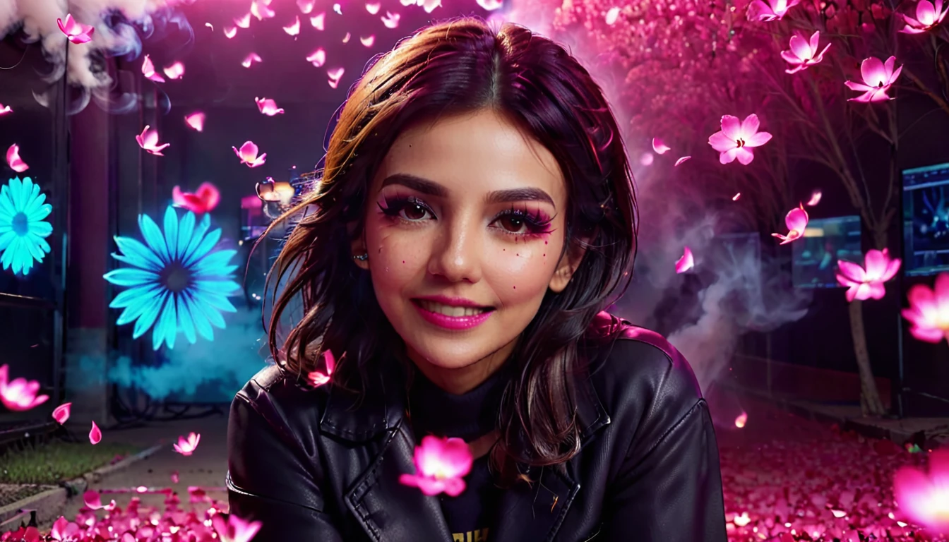 Movie Poster - poster of a movie with the big ((title "sniper")), (((victoria justice))), (((looking at the viewer))), (falling pink petals) (((((Smiling Face))))), (((neon light))), (electricity:1.2), (smoke:1.4), (RTX) cinematic film shot in 70mm, depth of field, vivid colors, (best quality,ultra-detalhado,Realistic:1.37), (8k, ARTISTIC photography, best quality, masterpiece: 1.2), (realistic, photorealistic:1.37), over-detailed, (high-detail skin: 1.2), 8k UHD, SLR camera, soft lighting, high quality, film grain, cinematic lighting, photonic display, brightness, physically rendered photo, (dynamic pose ), extremely high-quality graphics, over-detailed face, (((cinematic lighting))), ((clear details)),