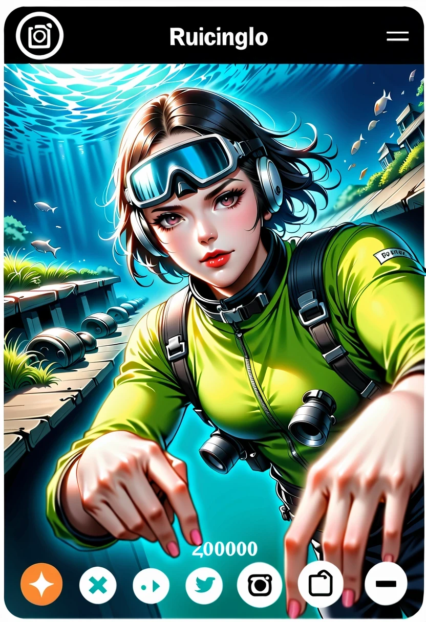 Create an aquatic warfare scenario for kids, Foi, diving mask, Brasil, Pessoas latinas, 4 meninos, Four children, meninos felizes, Diving Mask Helmets, brincadeiras infantis, pistola de brinquedo, estrelas do mar, Peixes, usando a paleta de cores #ff6432 #ffffff #111518