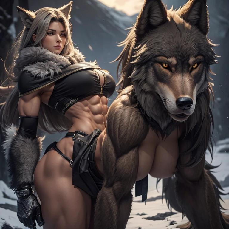She_wolf furry antropomorfic Big_legs Big muscular wolf furry Big_ass wolf_ears wolf_head wolf_face female woman abs muscle_growth wolf furry antropomorfic antro humanoid