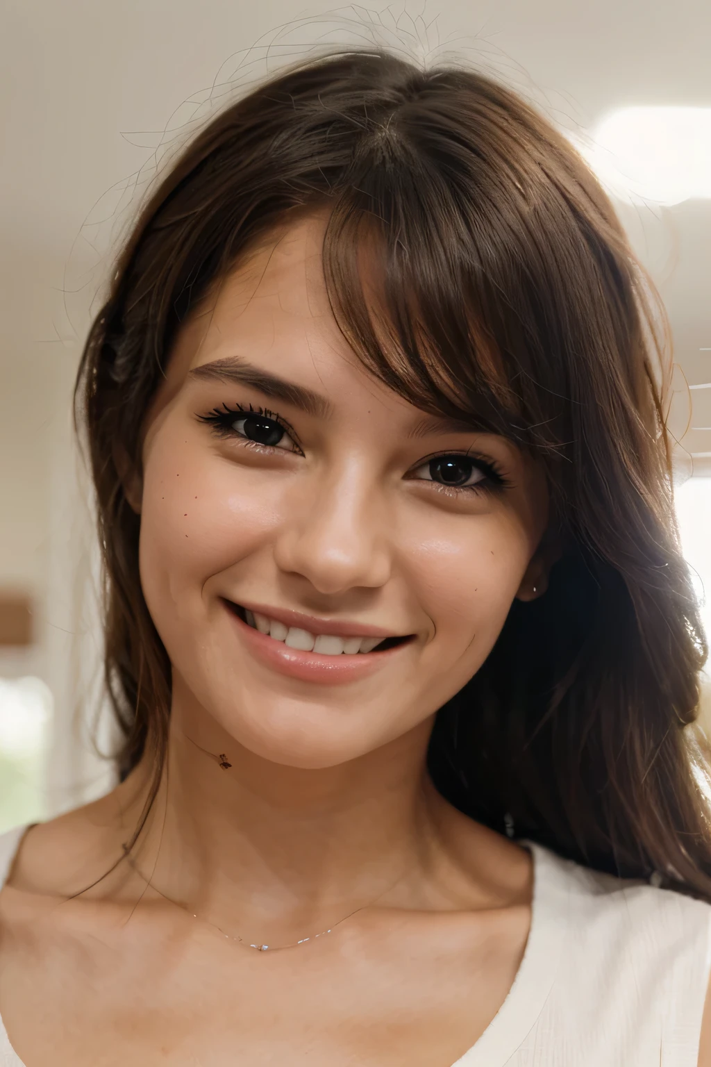 EMILLY FERREIRA SMILING WITH HER FACE MADE WITH SPERM
