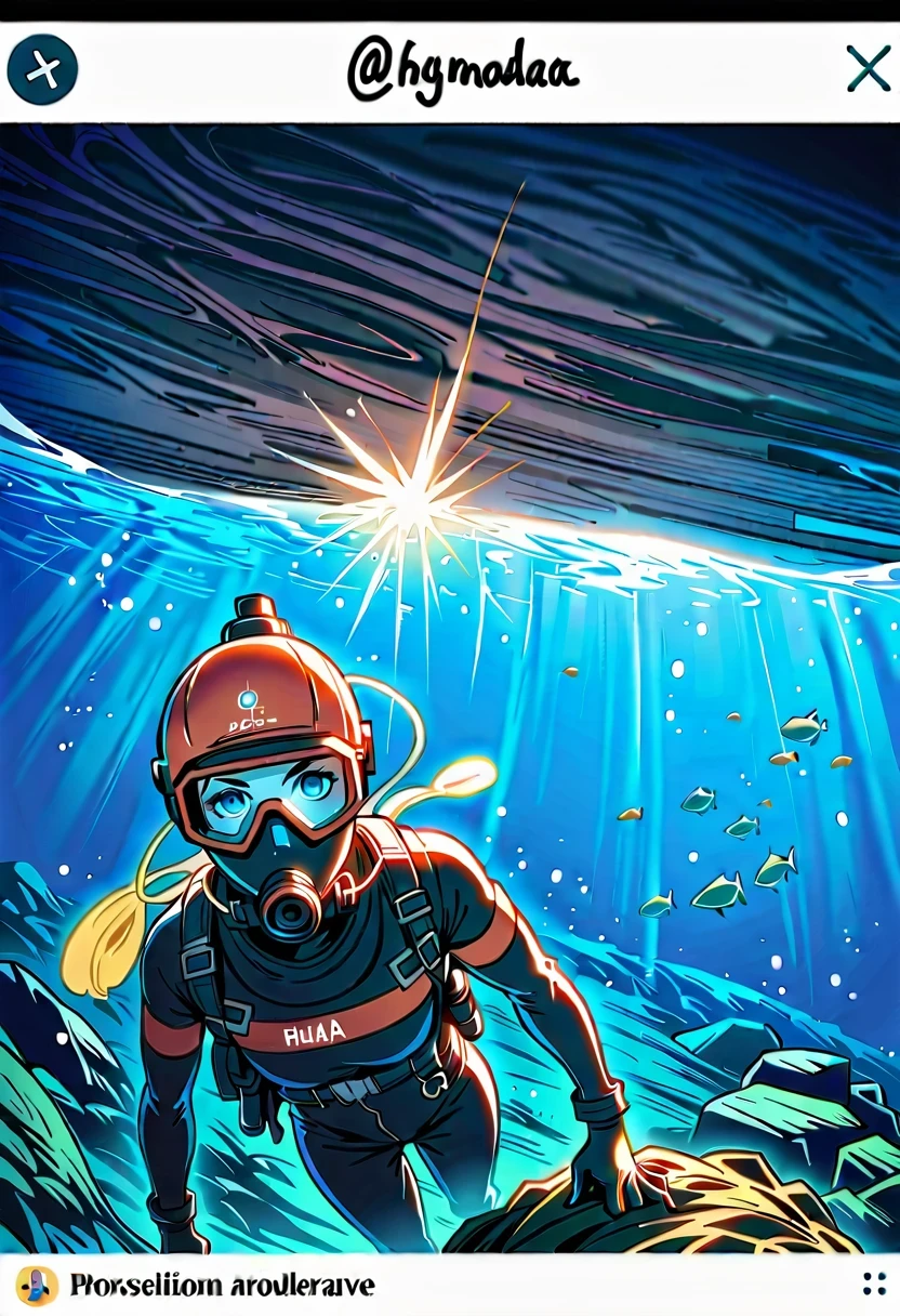 During the diving course,There is a lady wearing a diving suit and goggles, Instagram, A diver on the seabed, A diver on the seabed, old scuba, GoPro shooting, Abandoned diving mask, Underwater perspective, 3 6 0 capture, amanda clarke, Underwater shooting,