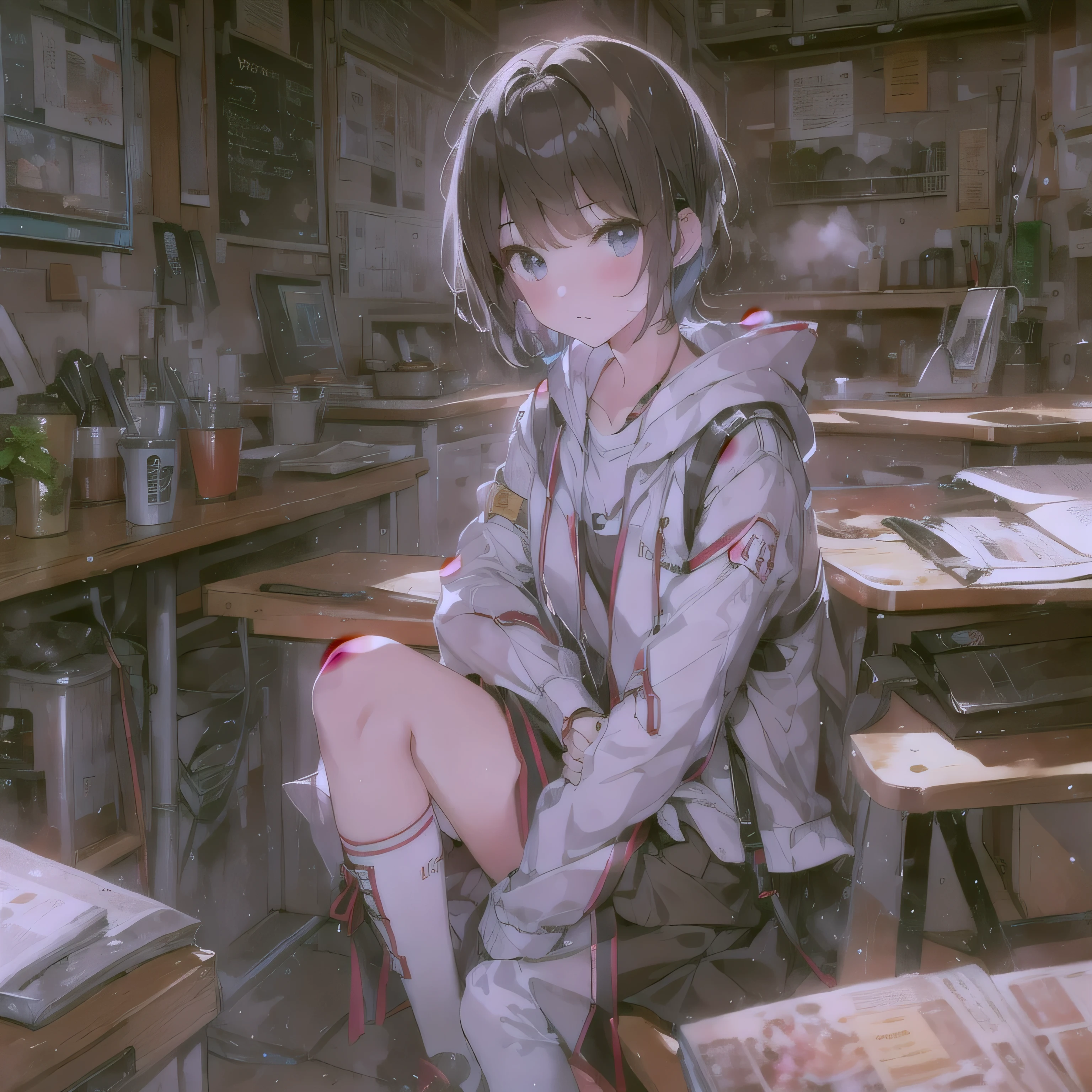 ((highest quality,anime,Very detailed,High resolution,Very detailedCG,unity 8k wallpaper,By famous artists,Perfect Anatomy,Very detailed肌,Cinema Lighting,超High resolution, retina, Accurate, Anatomically correct, Textured skin,1080p)),break,(Please draw a girl walking sleepily to school.. :1.3),break, One girl, (alone, face,************:1.5),, (Very short hair),Complete limbs,Full Finger,Flat Chest, Small Ass, The charm of androgyny, between legs, Beautiful and exquisite black eyes, Disgusted Eyes, ,(Detailed lighting), (Detailed Background), (In school area),