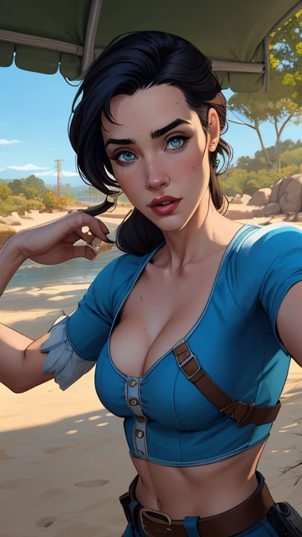 Personagem mulher estilo atompunk Fallout 4 Jennifer Connelly le com marcas de guerras Imagem de desenho animado de uma mulher .Ilustra??o estilo desenho animado, estilo de arte dos desenhos animados, estilo de arte dos desenhos animados, digital illustration style, estilo atompunk design de personagens altamente detalhado, arte digital detalhada coragem, Forest fan art, Design de personagens de retrato, beautiful digital illustration, retrato de alta qualidade, Arte em quadrinhos, mulher jovem cabelo com transas lindas . Queen Anna of ArendelleBeautiful lined eyes Medium large bust and wonderful sexy clothes. image expression of sexual desire from waist to head illustration Queen Anne of Arendelle atompunk style Fallout 4 The perspective is from below, enfatizando a majestade e o poder da Gigante."