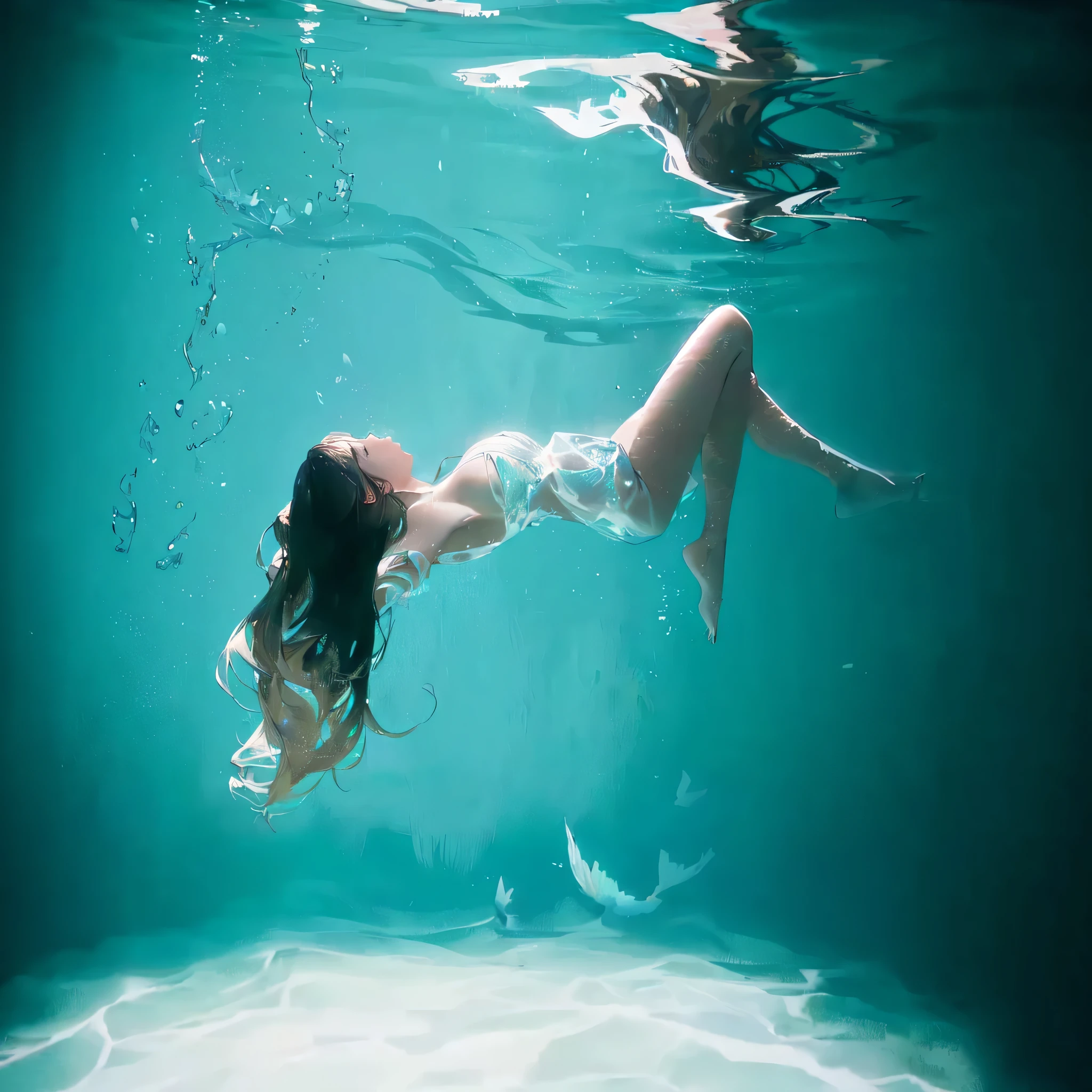there is a woman floating in water with her legs up, floating underwater, floating in water, submerged in water, underwater photography, Underwater shot, swimming underwater, in water, swimming underwater, floating in the ocean, swim underwater in the lake, body in water, underwater photo, in water, in water up to her shoulders, floating in the air