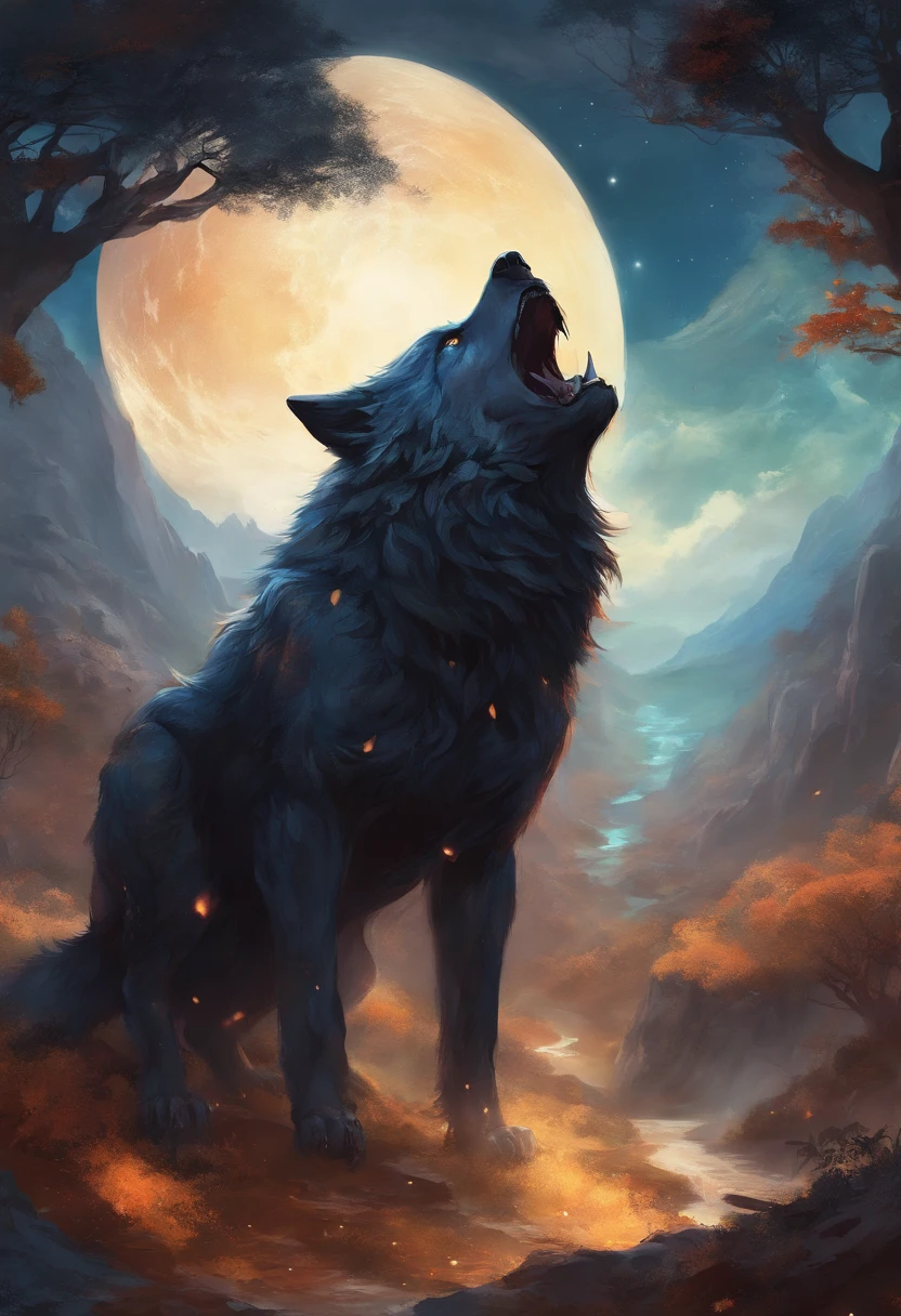 giant werewolf black humanoid wolf yin yang