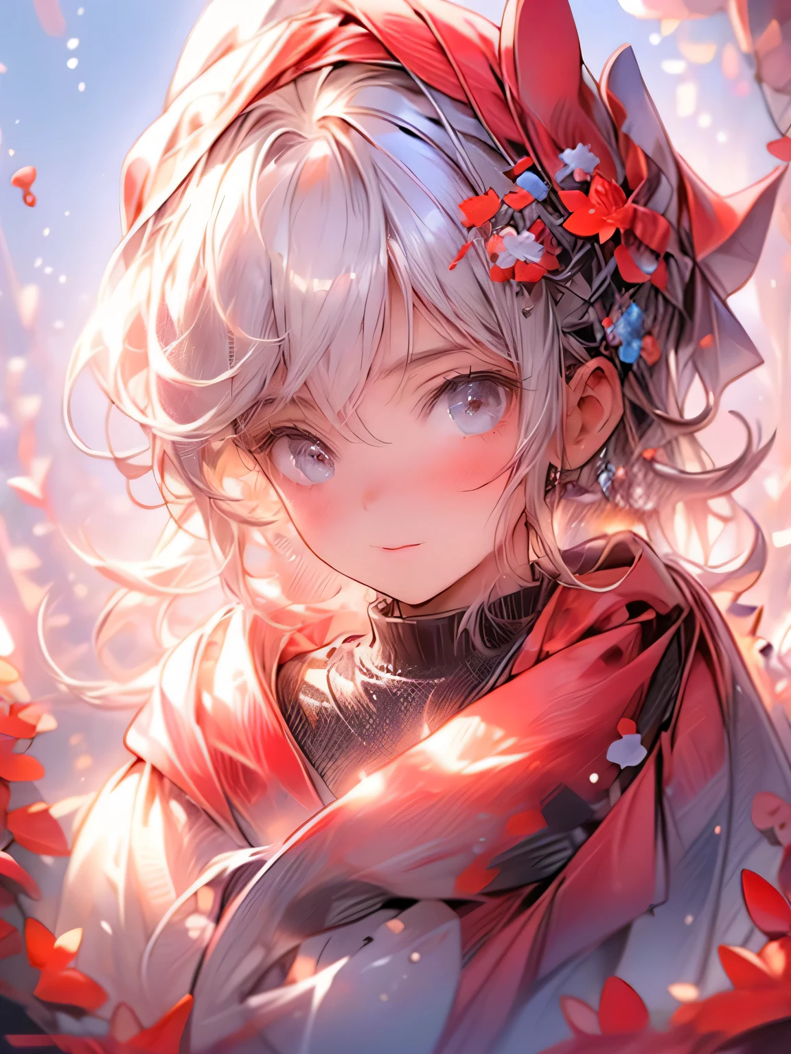 masterpiece: 1.2, highres,32k, photorealistic: 1.37, ultra-detailed: 1.2, cute girl in the sea, riding on dolphin, (cute red scarf on the neck: 1.4), smile Smells, Beautiful Delicate (Hair, Face, Scarf, Skin, Legs, Underwater, bubble): 1.4, Blushed Cheek, Half-Closed Mouth, Bright Rosy Lips, Sparkling Eyes, Delicate Pupils, wet Flowing Hair, Vibrant Color illustration