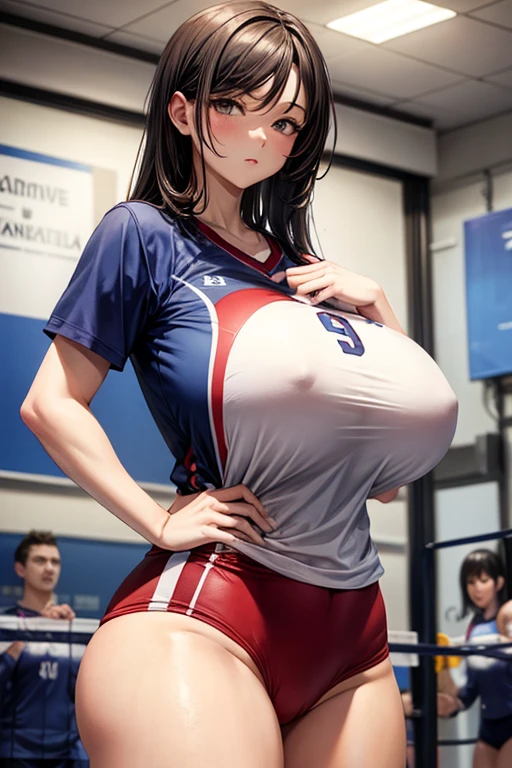 mature, Volleyball Uniforms, Huge breasts, masterpiece, while wearing