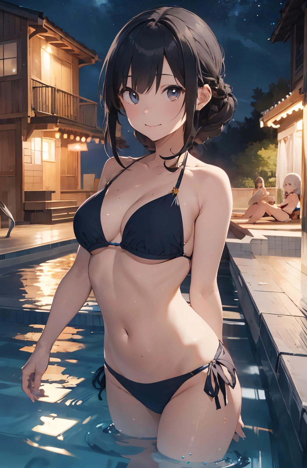 High resolution、Silver hair drawn in Japanese anime style、Silver Haired Girl、Red Bikini、Red Bikini、View of people on swim rings in an empty resort night pool。She is wearing a sexy bikini、Cocktail in hand。The pool is beautifully lit、The surroundings are quiet and relaxing.、
(Masterpiece 1.5),super high quality, Very detailed,Perfect drawing,NFSW、beautiful woman、beautiful, Glowing Skin、A kind smile、beautiful black hair、Braiding、(((beautiful水着)))、(((Luxury Swimwear))),3D、16K Illustrations、((Clear Face))、High resolution、Nice background、beautiful background、Spotlight、Vibrant colors、(((Detail View)))、Perfect beauty,beautiful指,beautiful手,Points First,nail,Place your arms behind your back,Wakame seaweed、Wakame seaweed、Wakame seaweed、Wakame seaweed、Wakame seaweed、Wakame seaweed、Wakame seaweed、