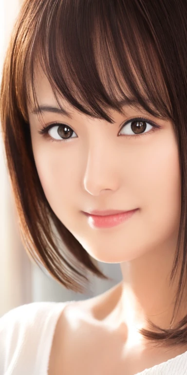 masterpiece、highest quality、High resolution、Tabletop、wallpaper、Realistic、Professional Lighting、Face Light、Smooth lighting、Japanese women、Adult、Beautiful woman、Age 25、gravure、sexy、so beautiful、Beautiful Skin、Beautiful and detailed、Detailed face、short hair、Black Hair、Brown eyes、Looking at the camera、
