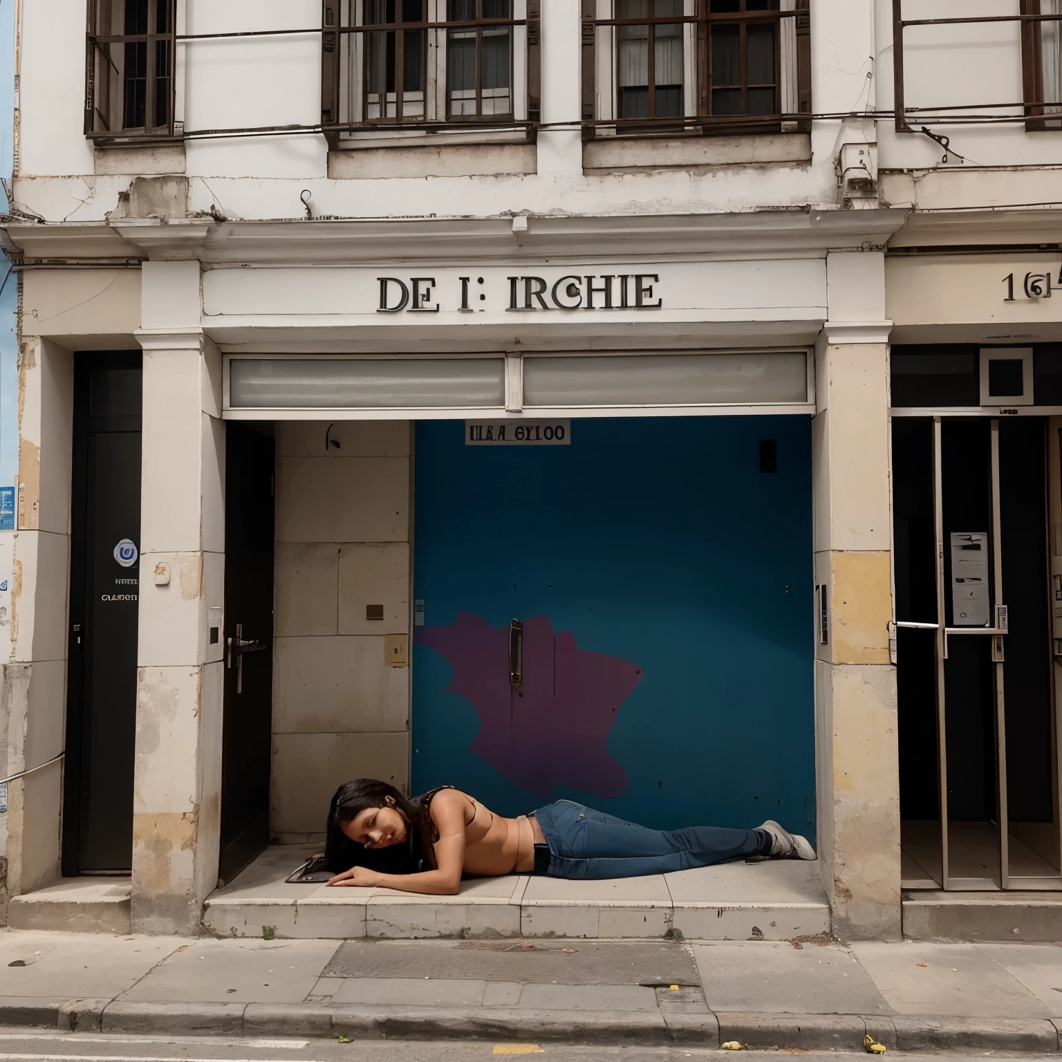 na fachada de um predio, acontece um crime, that a is found dead and lying on the facade of the building, o predio tem 15 andares e aconteceu de manha, ela foi jogada do 7 andar.