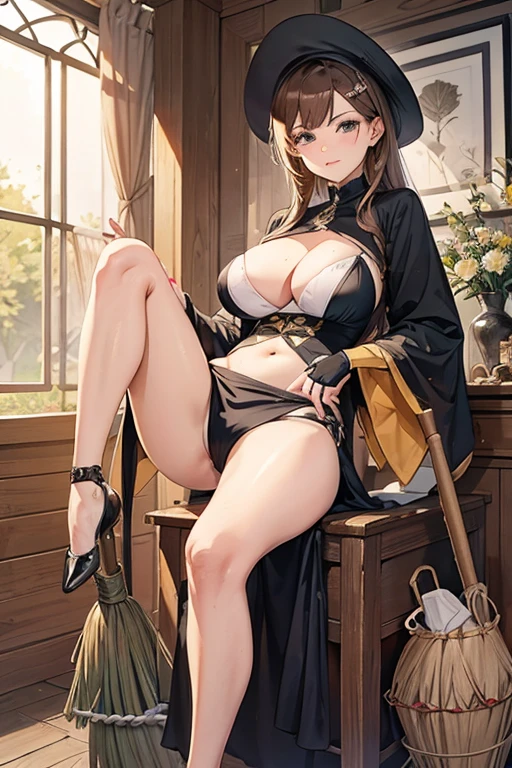 milf holding broom, (raised leg: 1.3)