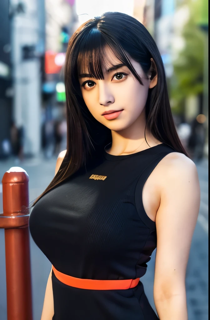 (nffsw,8K Best Quality, masutepiece:1.2),
(hyper detailed background, Detailed background),(Twin-tailed:1.4),A dark-haired、((Twin-tailed:1.2))、about 、Height is 155 cm、A face like an Japan idol、Black knit dress with exposed shoulders、de pele branca、Big eyes、large full breasts
