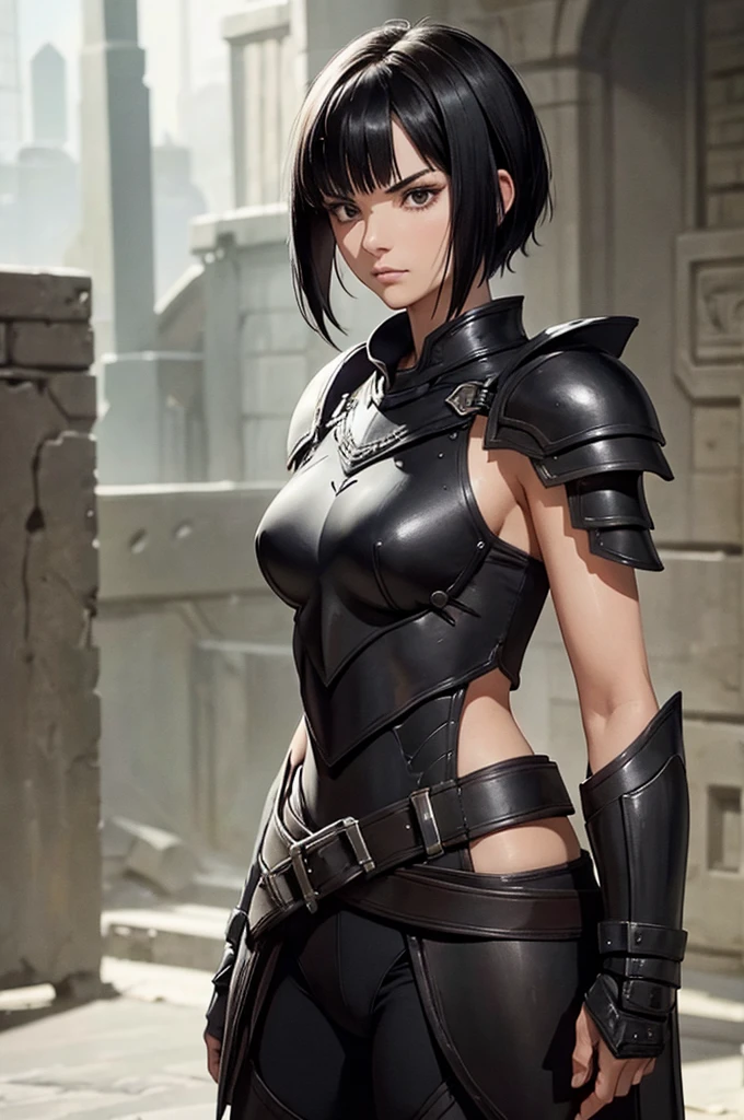 short black hair , badass , full ancient armor,belas coxas,coxas torneadas