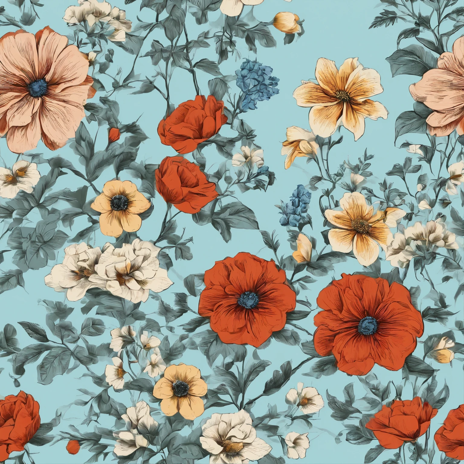 (best quality,4K,8k,high resolution,masterpiece:1.2),Super detailed,(Practical,photoPractical,photo-Practical:1.37),Vector Style,Simple vector map with black outlines, Dense and colorful flowers,spring flowers,Retro Style,Light blue background,model,watt