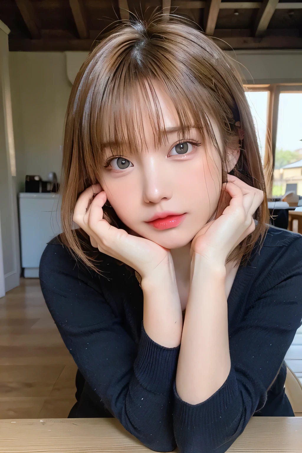 whole body, highest quality, shape, Very detailed, finely, High resolution, 8K Wallpaper, Perfect dynamic shape, Beautiful and detailed,She is a gal,,blonde, Random cute hairstyles, Super big , Natural color lip,Beach, Random cute poses,Heavy makeup、Nude Model