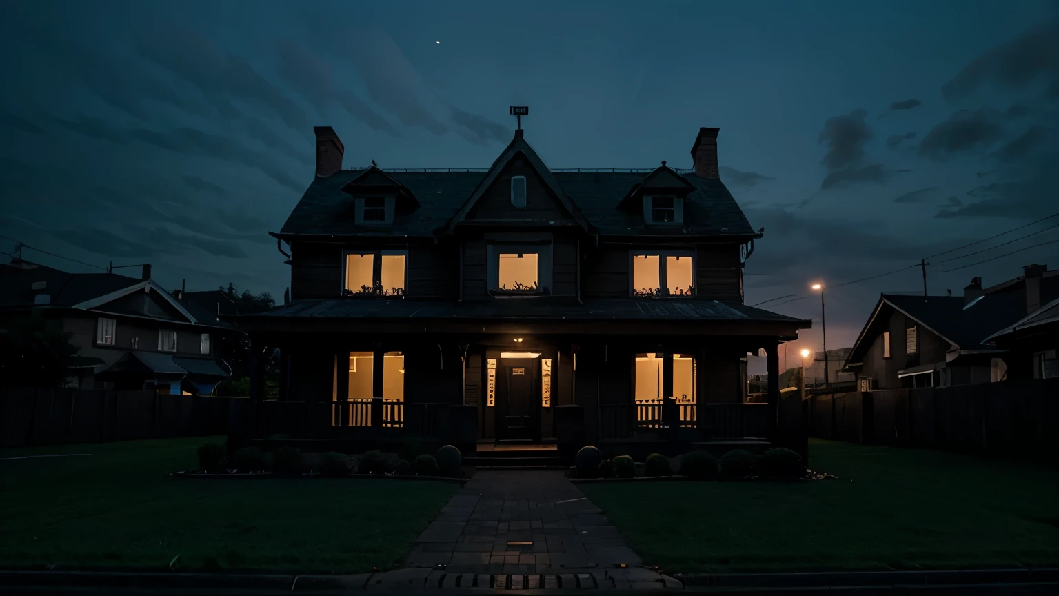 a scary urban ?????? house at night