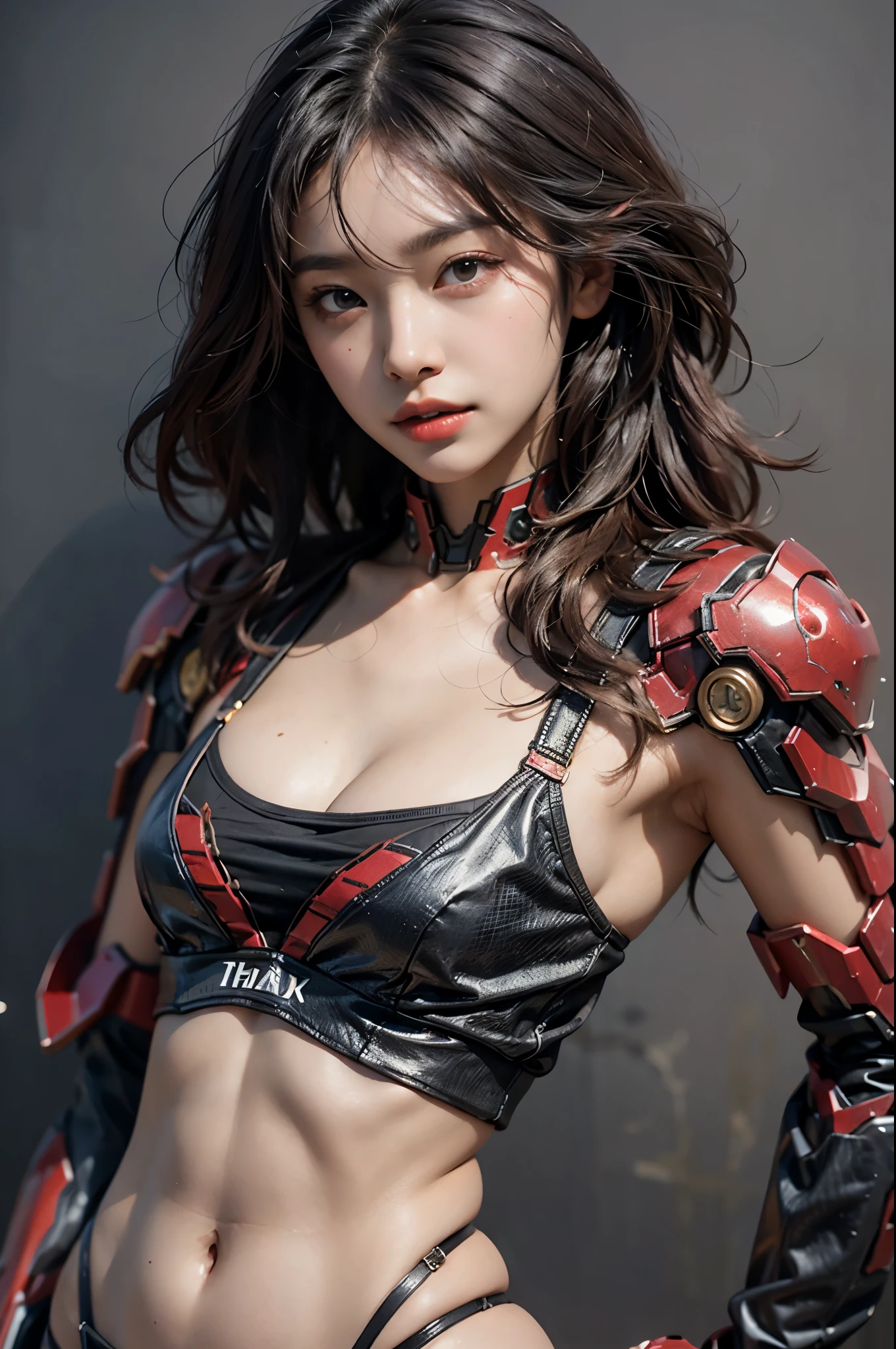 1girl Wearing bikini Iron Man mecha,Like Iron Man,bikini armor, revealing a sexy lower abdomen, with full body metal armor, bare belly, belly open, Completely exposed abdomen,midriff,stomach,beautiful girl, super high resolution (photorealistic: 1.4), cosmetics, ground stay, realism, cinematic lighting, ray tracing, anatomically correct, textured skin, High Detail, Award Winning, Best Quality, 8K, Super Detailed, Stunningly Beautiful,, Dynamic Poses, Refined Faces, Vibrant Eyes, High Detailed Skin, Realistic Skin Details, Visible Pores, Sharp Focus, Volumetric Fog , 8k Ultra HD, DSLR, High Quality, Real Skin, Photo Realism, Photography,
