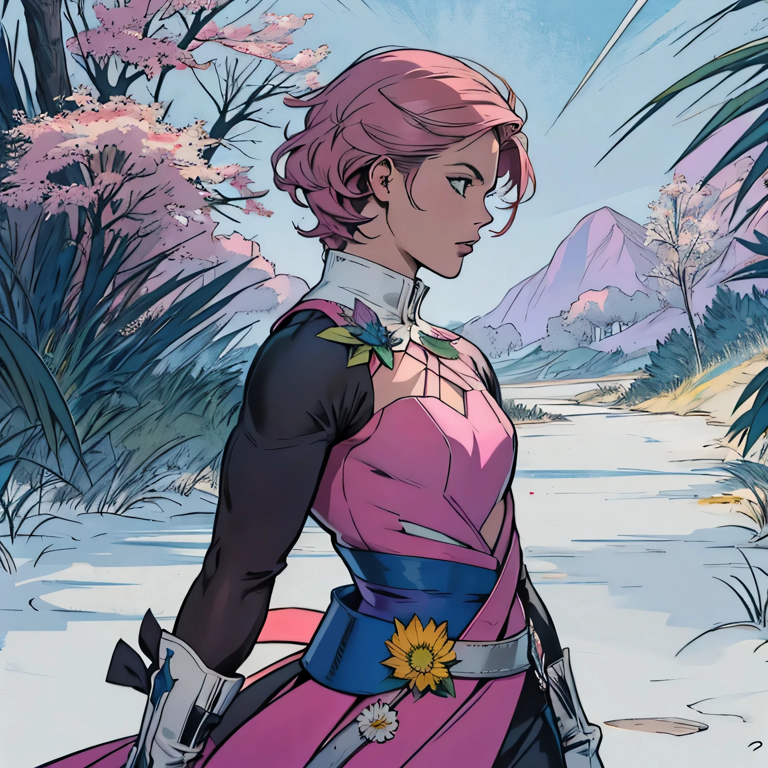 (parte mestre, melhor qualidade) Alisa Rosto bonito, Olhos verdes detalhados , roupas elegantes e detalhadas , swollen lips ,Flower accessories for short hair pink, (melhores detalhes) ( melhor qualidade) espetacular, dramatic scenery, tekken , anime digital illustration, estilo anime 4K, por Yang J, arte digital de anime detalhada, arte digital estilo anime, a beautiful art illustration, anime digital illustration, arte digital de anime, 8k arte detalhada de alta qualidade
