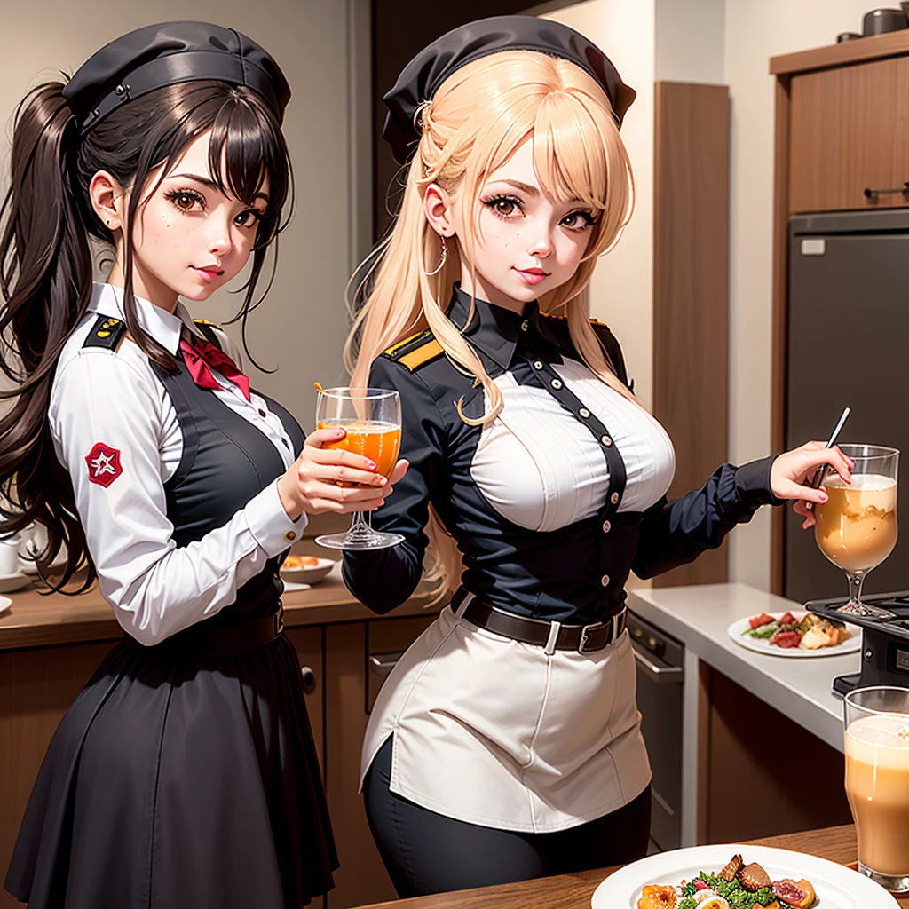 Menina anime em uma cozinha segurando uma garrafa de vinho, detalhes finos. meninas da linha de frente, de meninas da linha de frente, meninas estilo linha de frente, Meninas da linha de frente cg, meninas da linha de frente, Universo Girls Frontline, ( waitress ) garota, Vestindo o uniforme da RR Diner, arte oficial, Arte Oficial, ❤🔥🍄🌪, arte oficial altamente detalhada, arte oficial do personagem, garota misteriosa da cafeteria ( cabelos longos)  ( 5-fingered hands ) (perfect hands )