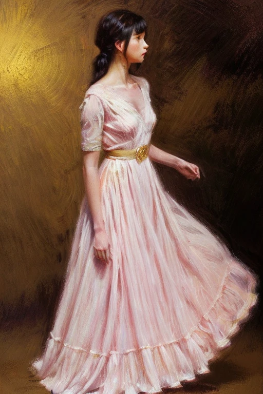 chiaroscuro technique on sensual illustration of an elegant , retro and vintage white dress ,Chocolate Cosmos (Cosmos atrosanguineus) around body, matte painting, by Hannah Dale, by Harumi Hironaka, extremely soft colors, vibrant, pastel, highly detailed, digital artwork, high contrast, dramatic, refined, tonal, golden ratio,