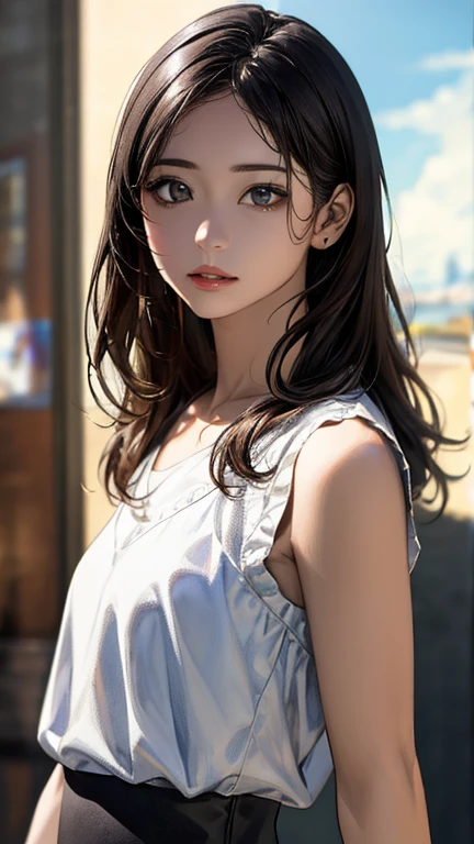 (hig彼st quality、8k、32k、masterpiece)、(Realistic)、(Realistic:1.2)、(High resolution)、Very detailed、Very beautiful face and eyes、1 girl、Round and small face、Tight waist、Delicate body、(hig彼st quality、Attention to detail、Rich skin detail)、(hig彼st quality、8k、Oil paint:1.2)、Very detailed、(Realistic、Realistic:1.37)、Bright colors、Full Body Shot