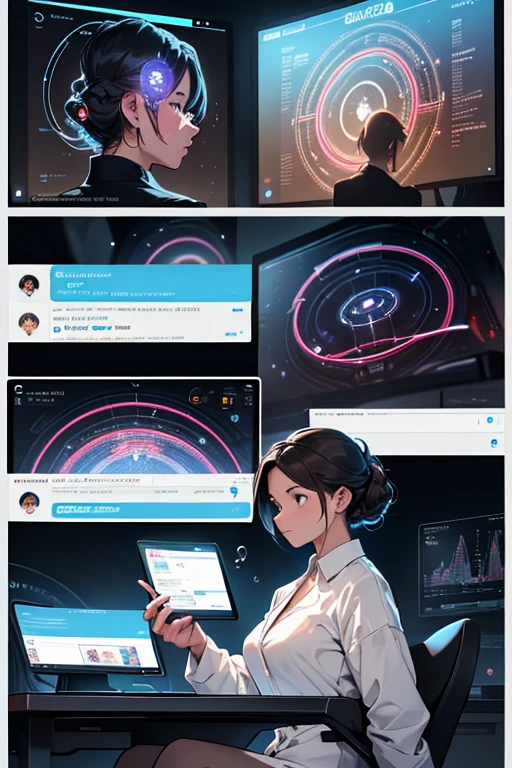 In this captivating image, the intricacies of a high-tech system and the rigors of science come together harmoniously on a PC screen. The system's icons are arranged neatly, illuminated against a backdrop of dark pixels, their colors popping with vibrant intensity. Meanwhile, equations and complex formulas dance across the screen, their elegant lines intertwining in a captivating ballet of intellect and technology.
Slack, the communication software, adds a touch of humanity to the scene. Its interface is open, inviting, and clear, with bubbles of text exchanged between scientists, their avatars depicted as friendly and approachable. Their messages are filled with ideas,