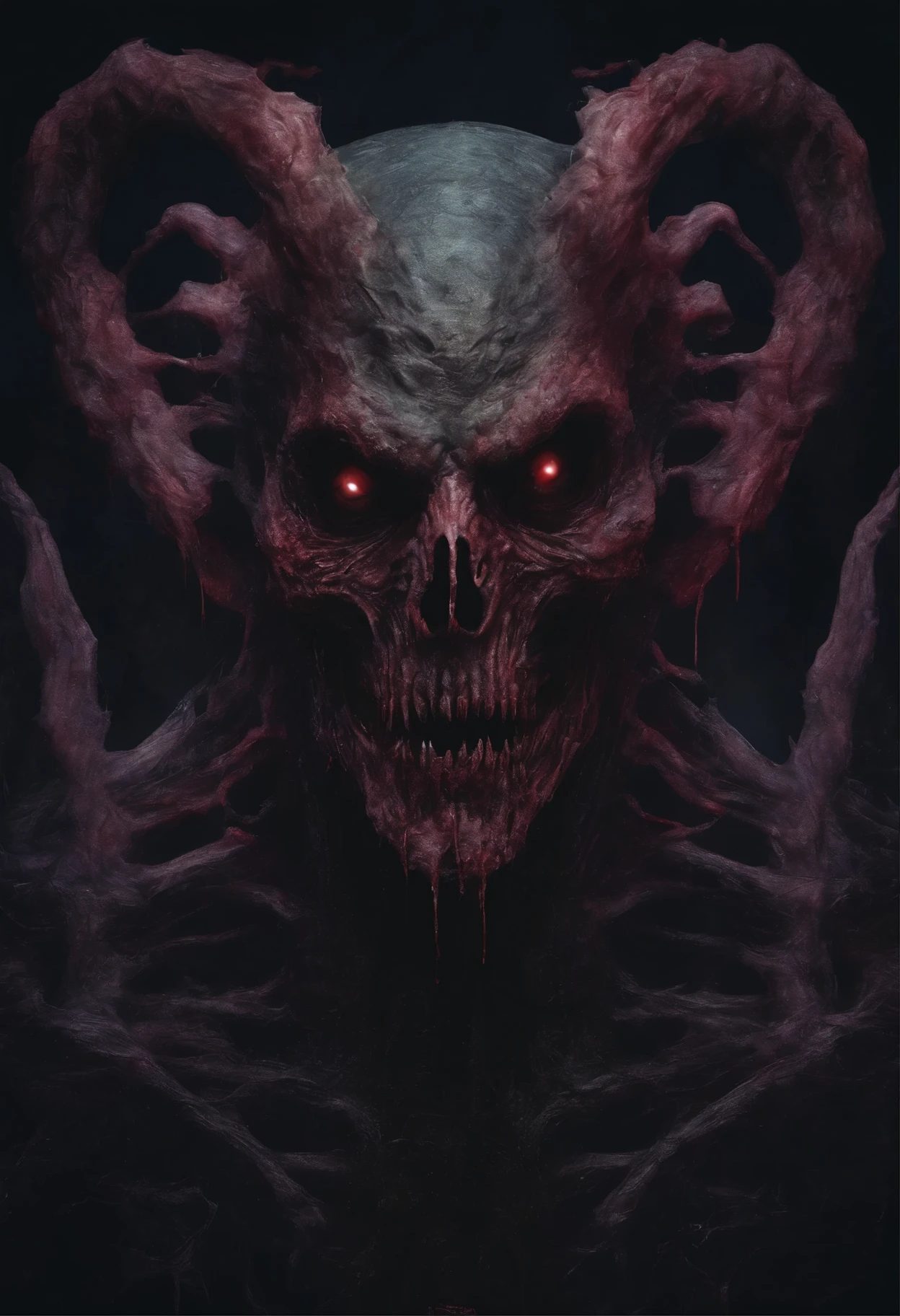 colorful demon, hyperrealistic, art, There is sweetness in fear,neon